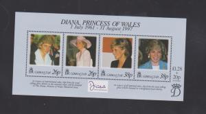 Gibraltar Scott # 754 Diana, Princess of Wales S/S MNH