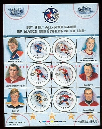 CANADA 2000 HOCKEY #1838 PANE of 6 MNH...6.00