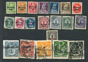 Germany 1920 Mi 119-138 Used CV 110 euro Overprint Deutches Reich g1655s