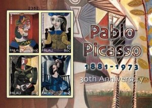 Palau 2003 - Pablo Picasso Art - Sheet of 4 Stamps - Scott #750 - MNH