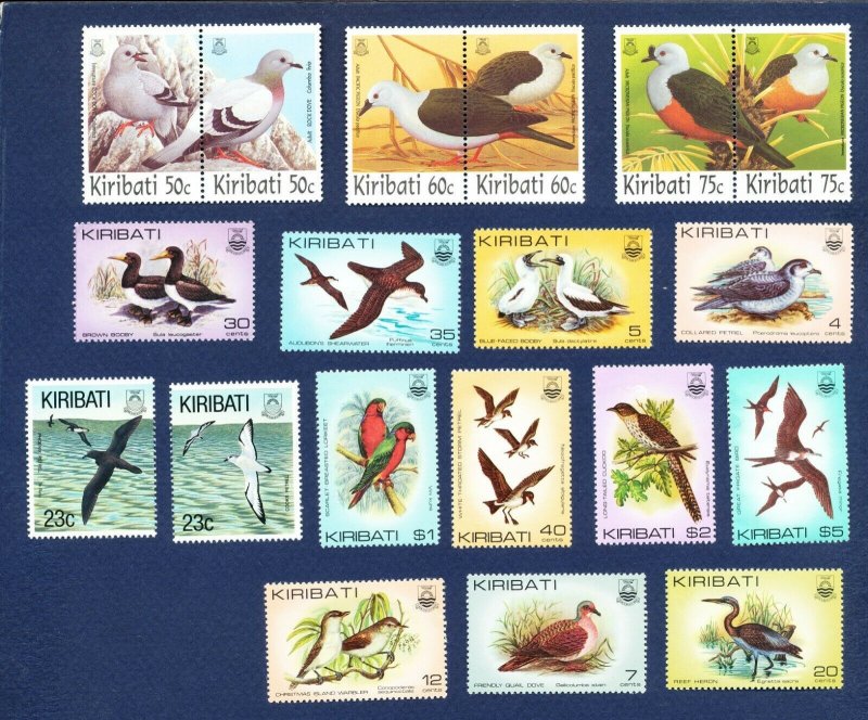 KIRIBATI -  Scott 384 // 399 & 599-604a - FVF MNH - BIRDS - 1982-1993