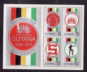 Guyana-Sc#242a-unused NH sheet-Independence anniversary-1976-