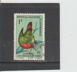 New Caledonia  Scott#  345  Used  (1966 Red-Throated Parrot Finch)