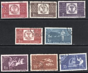 Thematic stamps ROMANIA 1958 STAMP CENTENARY 2617/24 used