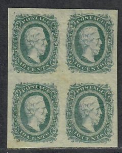 $CSA Sc#11c M/LH/XF greenish blue, block of 4 OG, 2 NH, Cv. $120