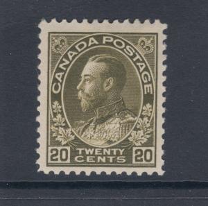 Canada Sc 119c MLH. 1912 10c dark olive green Admiral, Wet Printing