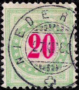 Switzerland 1883 Sc J17 Zu Porto 19A k uvg inverted frame, blue-green copy 2