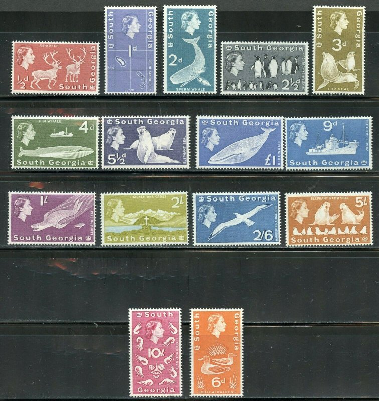 SOUTH  GEORGIA  SC#1/15 DEFINITIVES  MINT NEVER HINGED  SCOTT VALUE $263.15