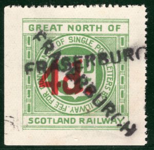 GB Scotland GNSR RAILWAY Letter Stamp 4d/3d *FRASERBURGH* STATION Used BRW71