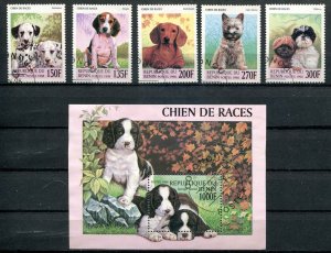 Benin SC# 1087-1091, 1093 Dogs canceled