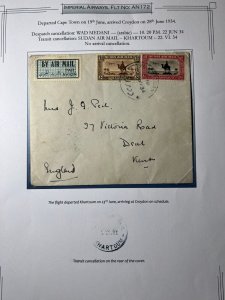 1934 Sudan Imperial Airways Cover Wad Medani to Kent England Great Britain AN172