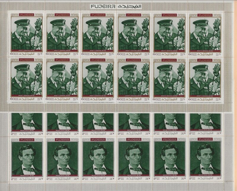 FUJEIRA MI 485-94 NH issue of 1972 - MINISHEETS OF 12 - AMERICAN HISTORY