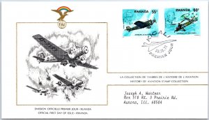 HISTORY OF AVIATION TOPICAL FIRST DAY COVER SERIES 1978 - RWANDA 55F AND 60F