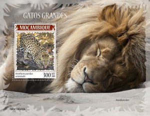 Mozambique 2019 MNH Wild Animals Stamps Big Cats Amur Leopards Lions 1v S/S