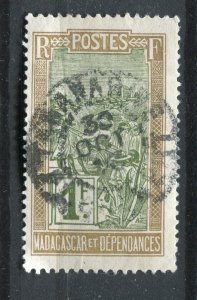 FRENCH COLONIES; MADAGASCAR 1920s early pictorial issue used 1Fr. + Postmark