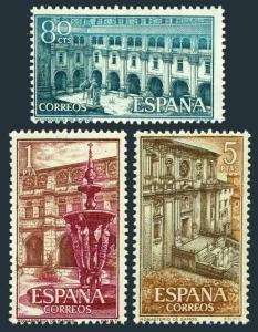 Spain 965-967,MNH.Mi 1217-1219.Courtyard of Samos Monastery,1960.Fountain,Facade