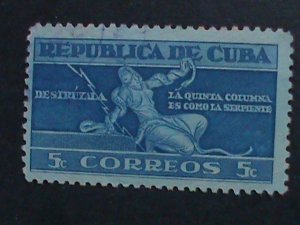 ​CUBA-1943   80 YEARS OLD STAMPS FANCY  CANCEL-HARD TO FIND VERY FINE