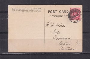 ORANGE FREE STATE, 1906 British ppc. 1d. BLOEMFONTEIN to Sale, Victoria.