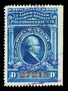 Scott R249 1917 $500.00 Documentary Revenue Used VF Hand Cancel Cat $50