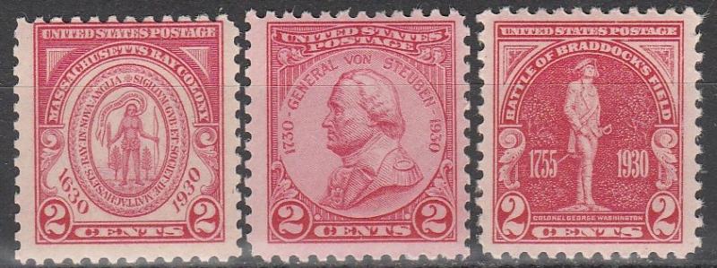 US #682, 688-9 MNH  CV $3.15  (A3907)