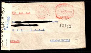 Brazil to New York,NY 1942 Censored Cover