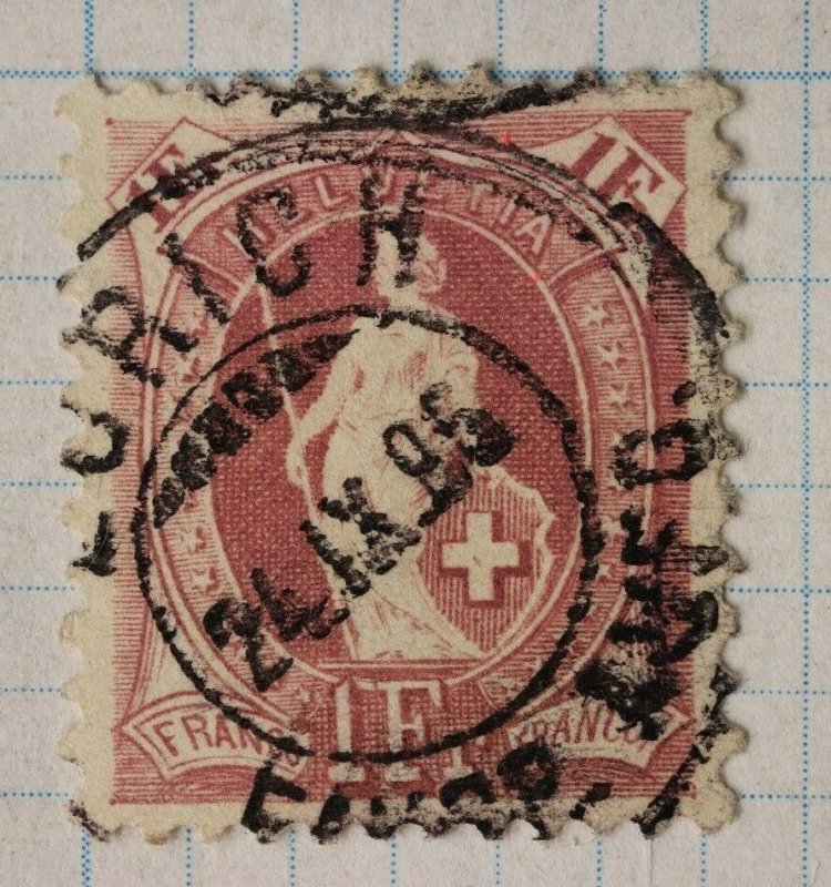 Switzerland sc#87a Zurich dated 1896 postmark cancel SOTN wmk182type1 11.5x11