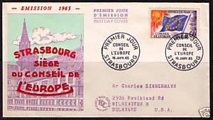 FRANCE Sc# 1O14 YT# 32 FDC FVF Council of Europe Flag