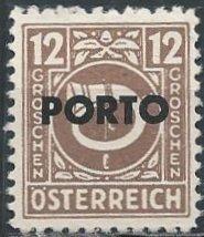Austria J194 (mh) 12g posthorn, pale buff brn, ovtpd Porto (1946)