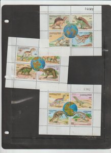 Cambodia Scott # 1548-50 MNH 1996 Dinosaurs 3 Sheets