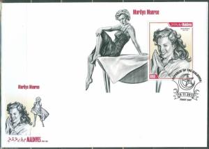 MALDIVES  2013  MARILYN MONROE  SOUVENIR SHEET FDC