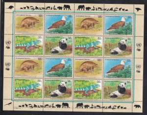 United Nations - New York # 657-660, Endangered Species, Sheet, NH 1/2 Cat.