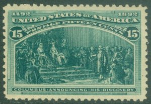 EDW1949SELL : USA 1893 Scott #238 Fine-Very Fine, Mint OG VLH. Catalog $200.00. 