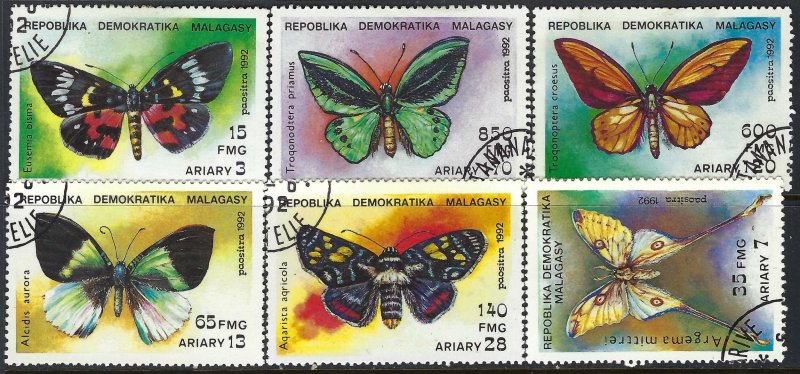 Madagascar 1080-85 VFU BUTTERFLIES SHORT SET I410