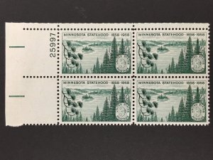 Scott # 1106 Minnesota Statehood MNH Plate Block of 4