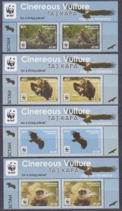 2014 Kyrgyzstan 785-788x2+Tab WWF, birds of prey 26,00 €