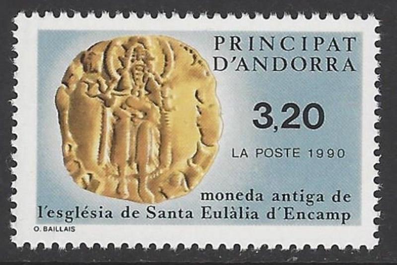 Andorra French 1990 Gold Coin Church VF MNH (398)