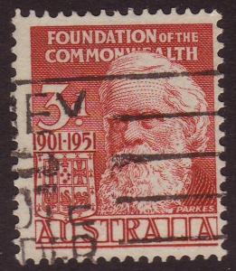 Australia 1951 Sc#241, SG#242, 3d Red Henry Parkes USED.