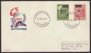 Denmark B22-B23 LIberty Fund 1955 Label FDC