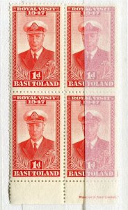 BASUTOLAND; 1947 early Royal Visit MINT MNH Inscription Margin BLOCK of 4