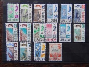 Gibraltar 1960 - 1962 set complete to £1 LMM 