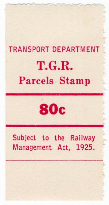 (I.B) Australia - Tasmania Railways : Parcels Stamp 80c
