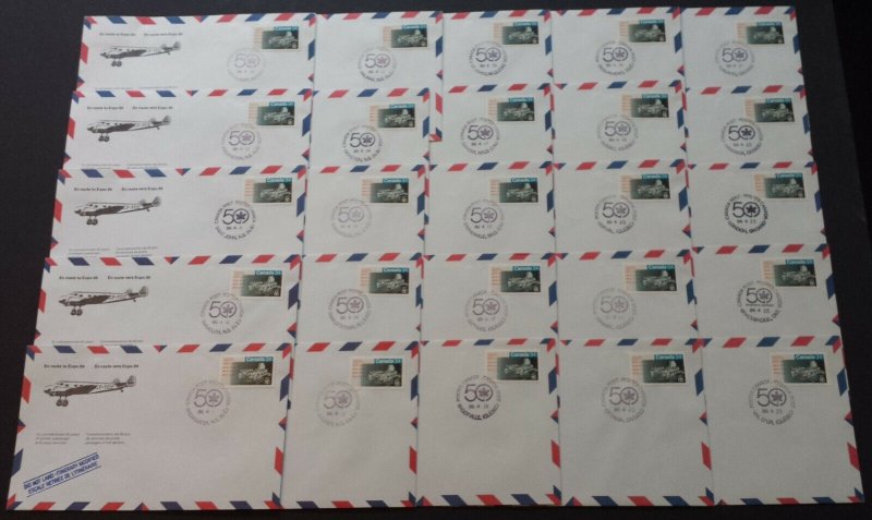 1986 Set of 50 Air Canada 50th Anniversary Covers, Flown Cross-Canada