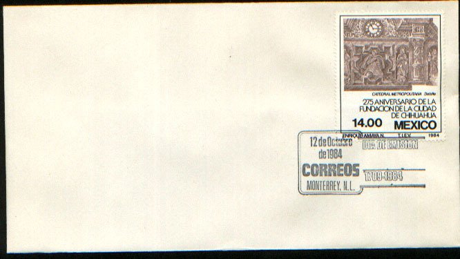 MEXICO 1365, BLANK UNADDRESSED FDC 375th Anniversary of Chihuahua City. VF.