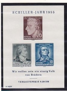 Germany DDR 243a MNH 1955 Friedrich von Schiller Portraits I Souvenir Sheet