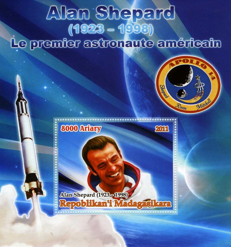 Malagasy 2011 SPACE Alan Shepard Astronaut s/s Perforated Mint (NH)