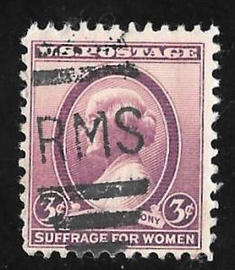 784 3 cent SUPERB RMS CANCEL Susan B. Anthony, Stamp used F