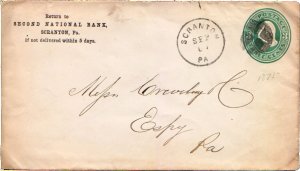 United States Pennsylvania Scranton c1875 segmented cork  1851-1878  Postal S...