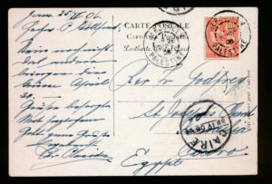 PALESTINE 1906 FR.OFFICES POST CARD FRANKED WITH 10c LEVANT 
