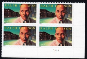 SC# 4866 - (91c) - Ralph Ellison, die cut 11 - MNH - plate block/4