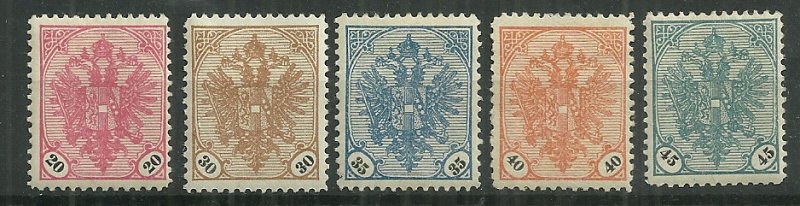 1901-4 Bosnia & Herzegovina 25-29  Coat of Arms C/S MHR